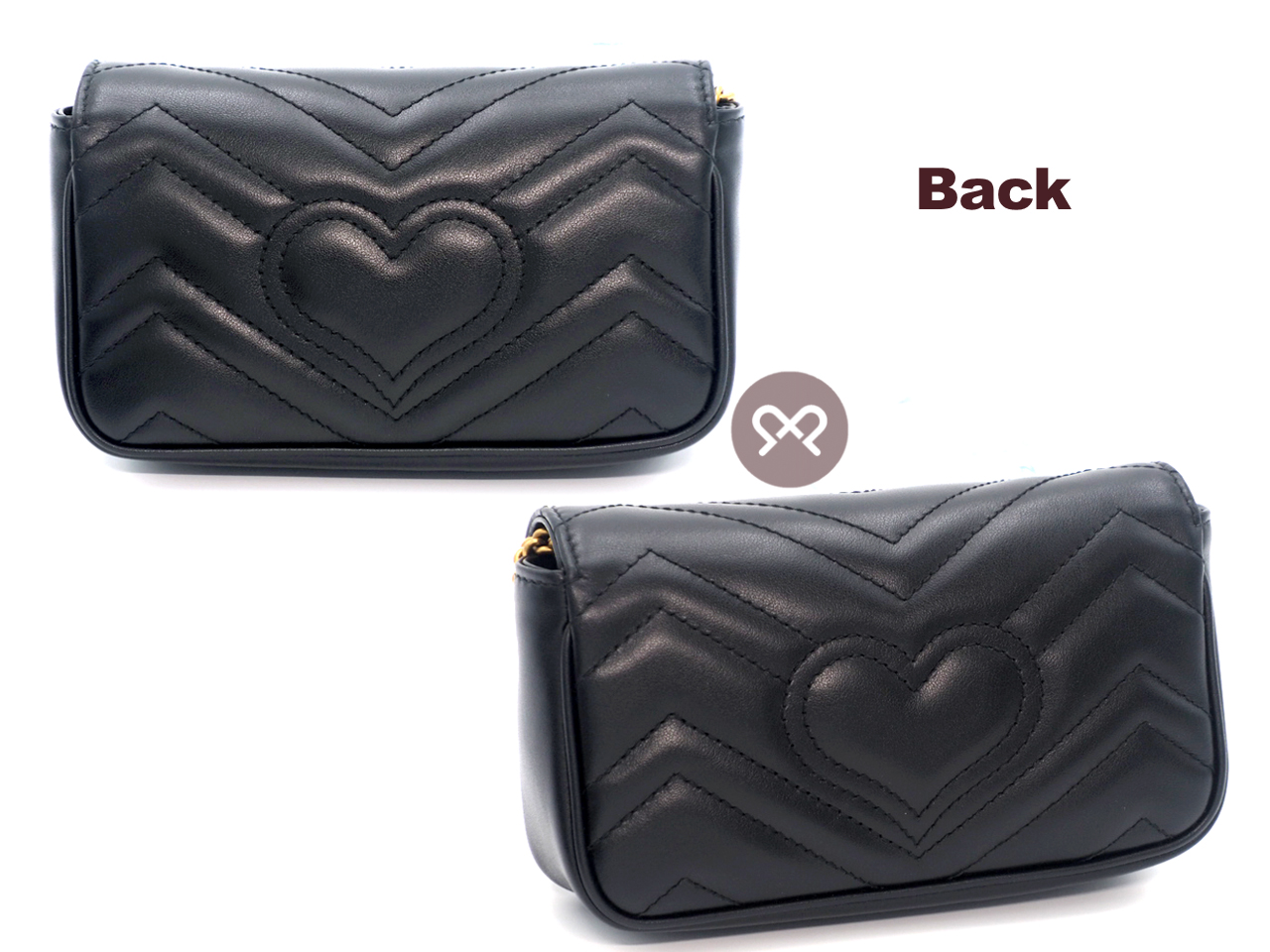 Gucci 476433 Black Leather GG Marmont Matelassé Leather Super Mini Bag - Image 4