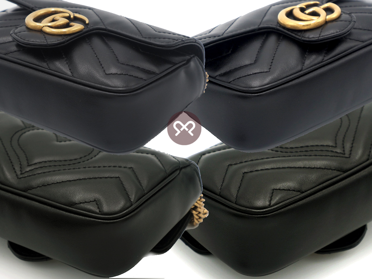 Gucci 476433 Black Leather GG Marmont Matelassé Leather Super Mini Bag - Image 8