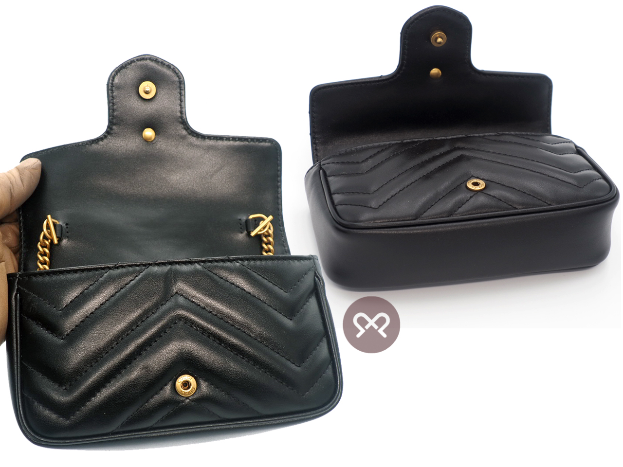 Gucci 476433 Black Leather GG Marmont Matelassé Leather Super Mini Bag - Image 9