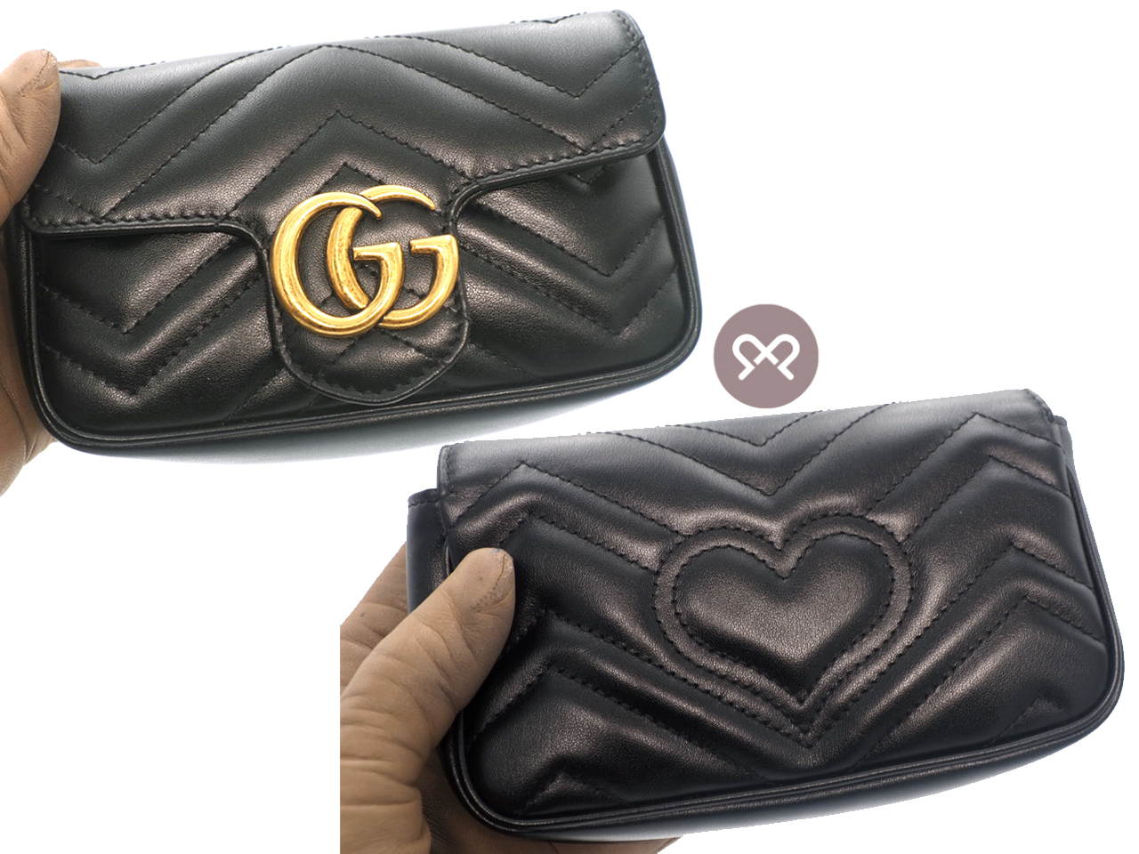 Gucci 476433 Black Leather GG Marmont Matelassé Leather Super Mini Bag - Image 3