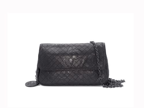 Bottega Veneta Dark Brown Butterflies Embossed Leather Expandable Chain Small Shoulder/ Crossbody Bag