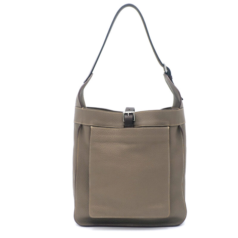 Hermes Etoupe 26cm Marwari PM Clemence Leather Square Stamp M Shoulder Bag