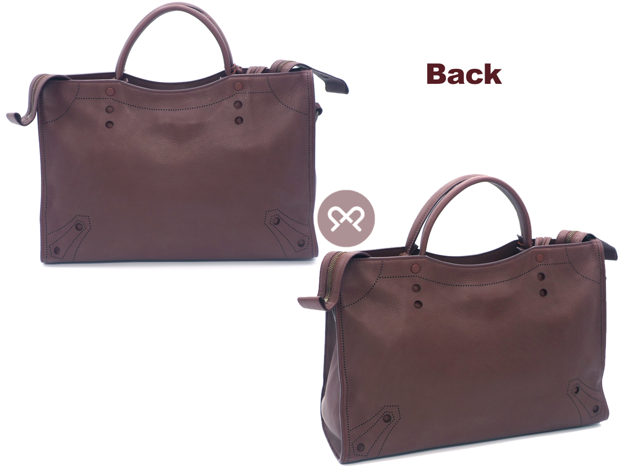 Balenciaga 443514 Maroon/ burgundy Blackout City DRU1T Calfskin 2-Way Bag - Image 3