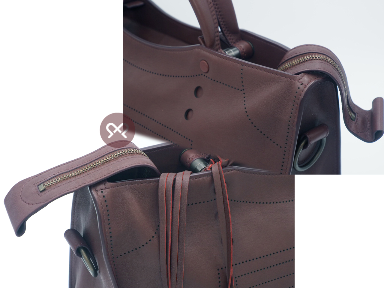 Balenciaga 443514 Maroon/ burgundy Blackout City DRU1T Calfskin 2-Way Bag - Image 5