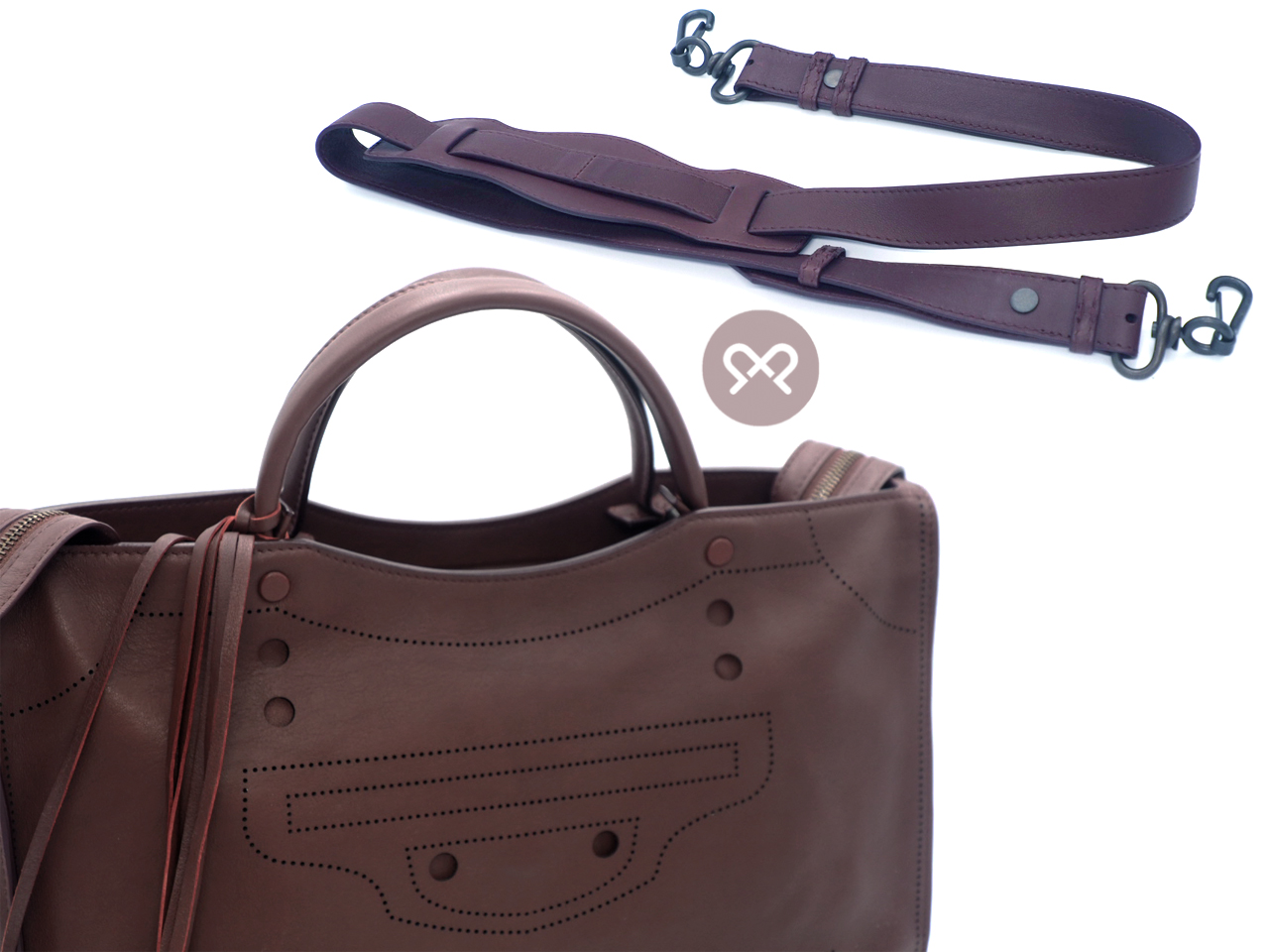 Balenciaga 443514 Maroon/ burgundy Blackout City DRU1T Calfskin 2-Way Bag - Image 9