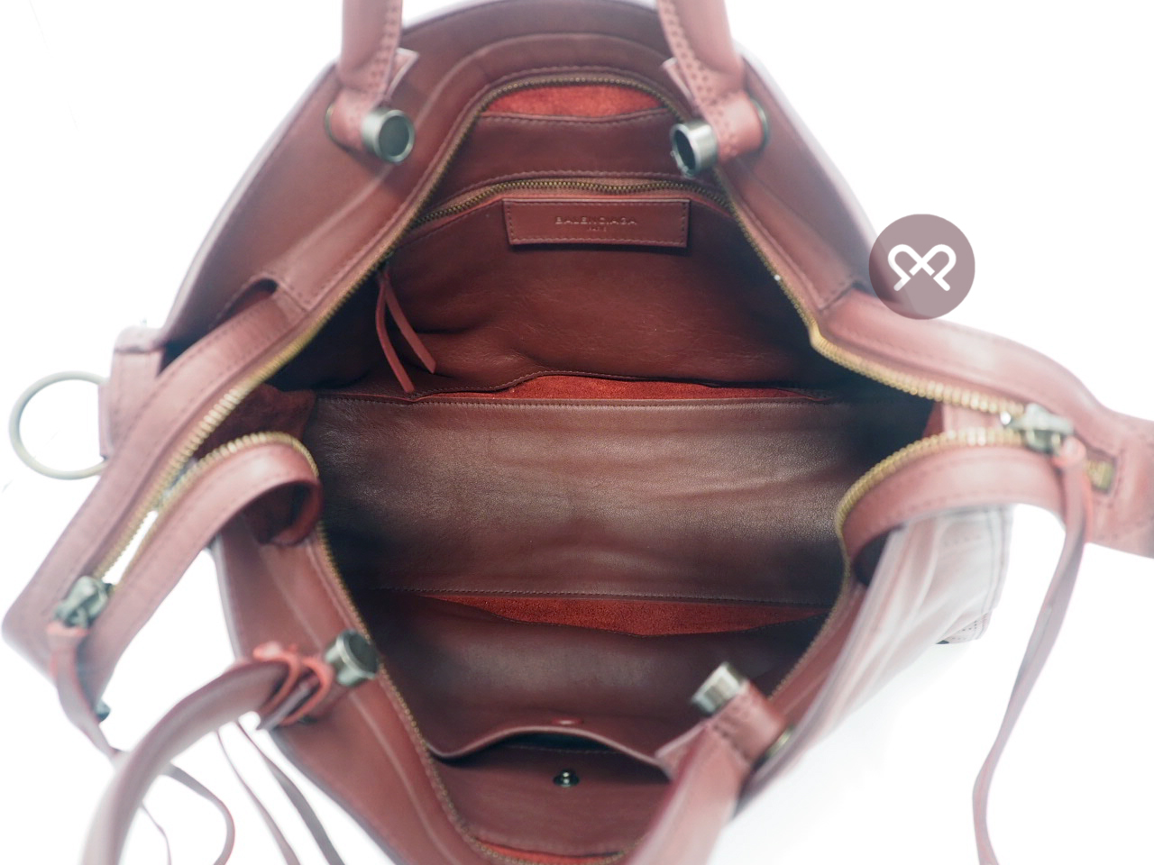 Balenciaga 443514 Maroon/ burgundy Blackout City DRU1T Calfskin 2-Way Bag - Image 13