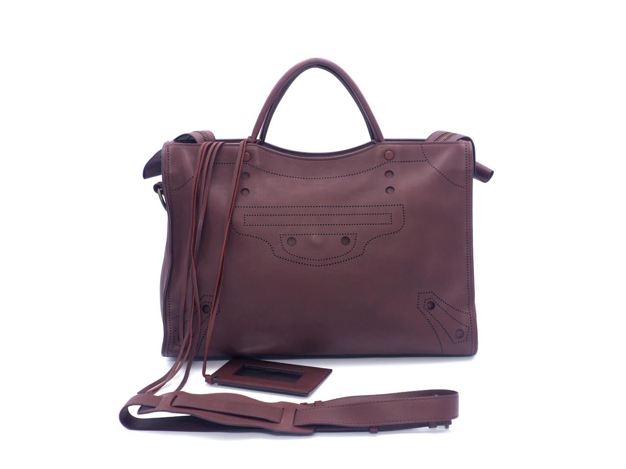 Balenciaga 443514 Maroon/ burgundy Blackout City DRU1T Calfskin 2-Way Bag