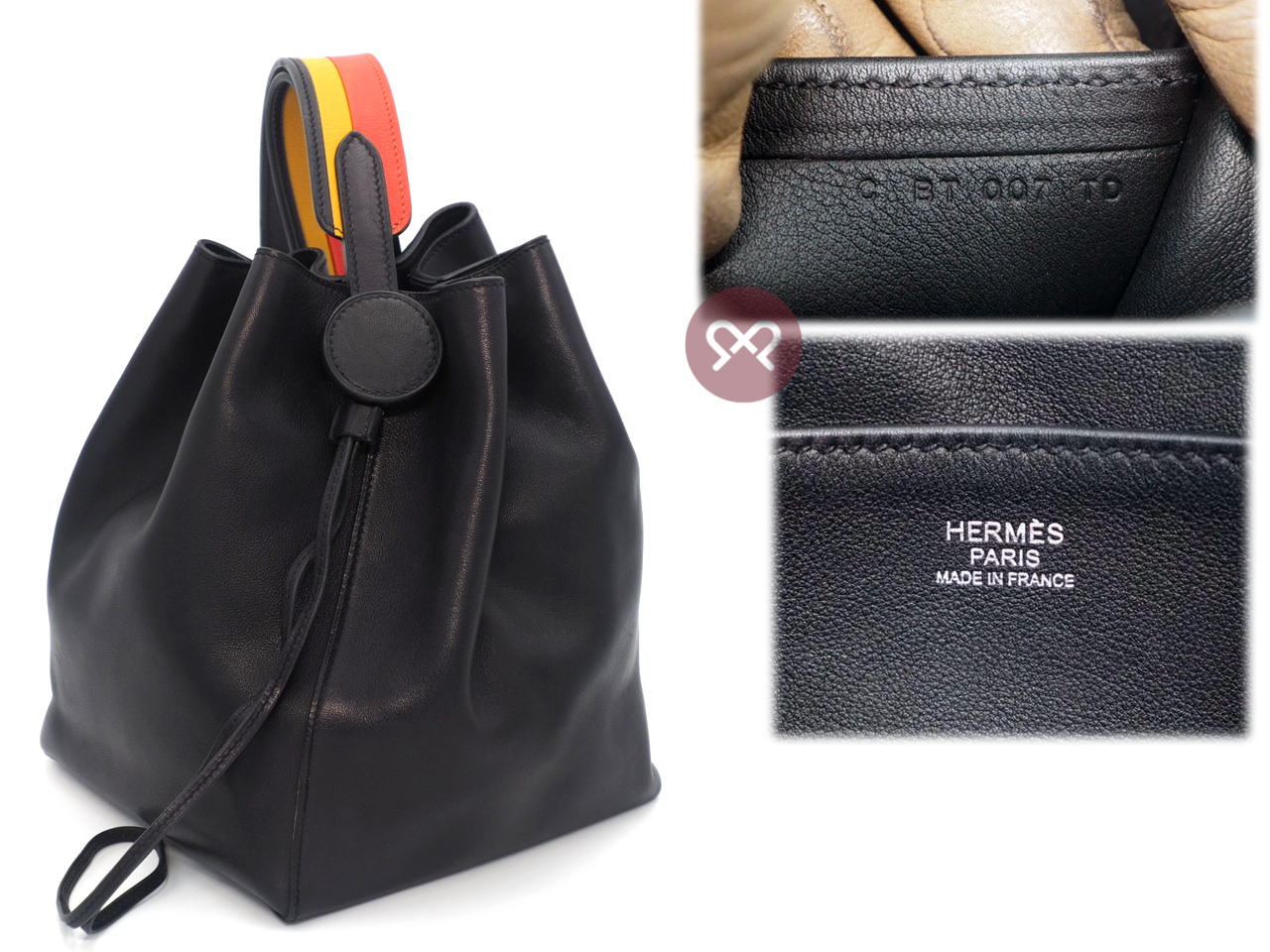 Hermes Black Swift Leather Licol 17 C Stamp Multicolour Strap Crossbody/ Shoulder Bag - Image 2