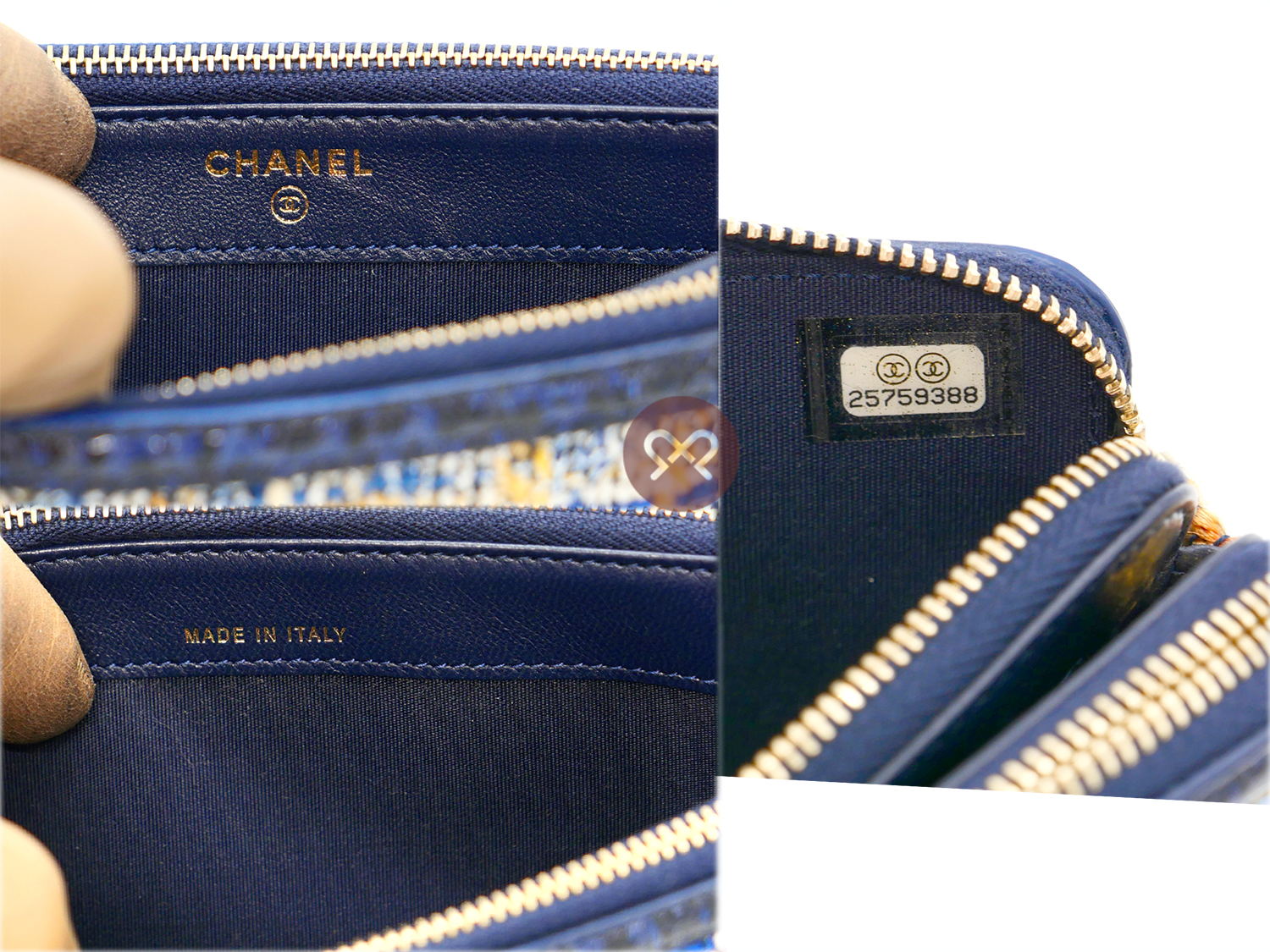 CHANEL 25759388 Multicolor Tweed/ Blue Python Leather Trim Zip-Top Wallet on Chain Shoulder bag - Image 9