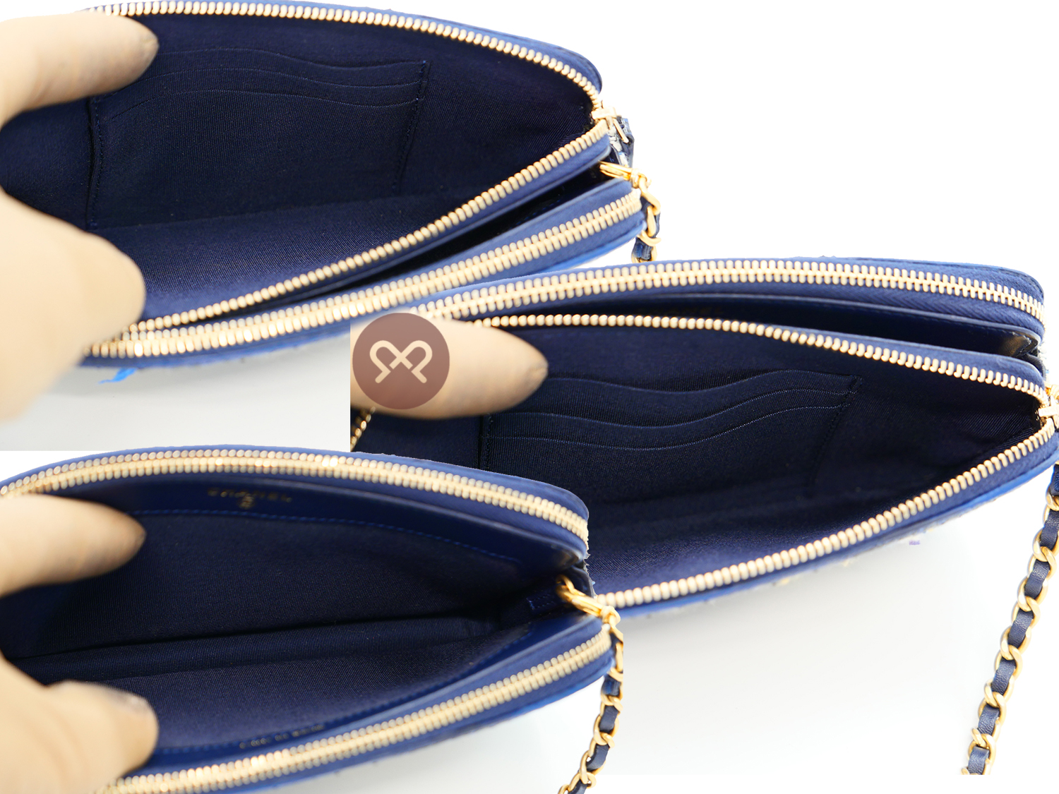 CHANEL 25759388 Multicolor Tweed/ Blue Python Leather Trim Zip-Top Wallet on Chain Shoulder bag - Image 10