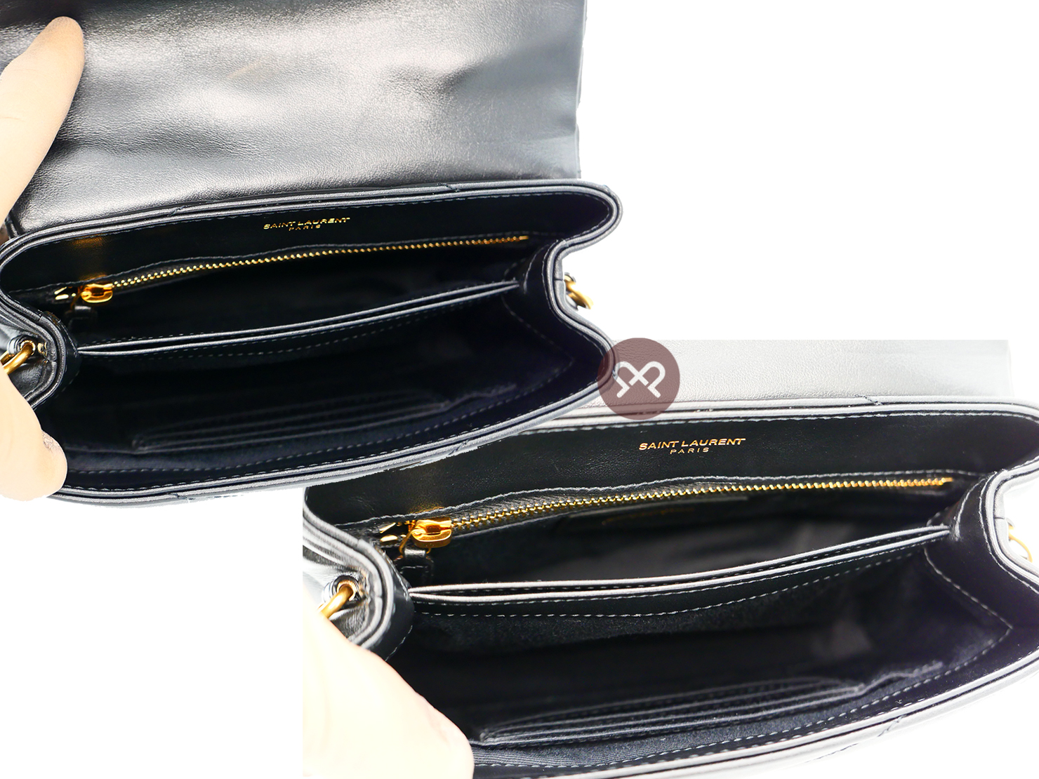 YSL Saint Laurent 467072 Black Monogram Toy Loulou Small in Matelasse Y Leather Chain Gold Hardware - Image 4