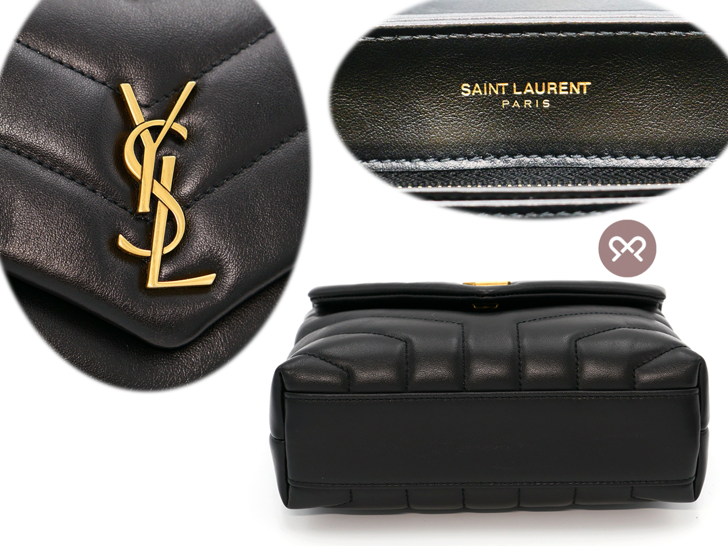YSL Saint Laurent 467072 Black Monogram Toy Loulou Small in Matelasse Y Leather Chain Gold Hardware - Image 7