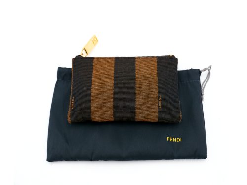 Fendi 8N0093 Vintage Pecan Strip Pattern Coin Purse