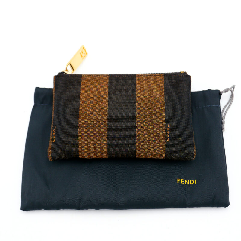 Fendi 8N0093 Vintage Pecan Strip Pattern Coin Purse