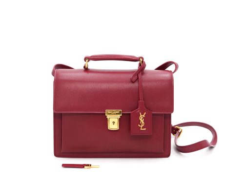 YSL Yvas Saint Laurant 392264 Red Calf Medium High School Shoulder Bag