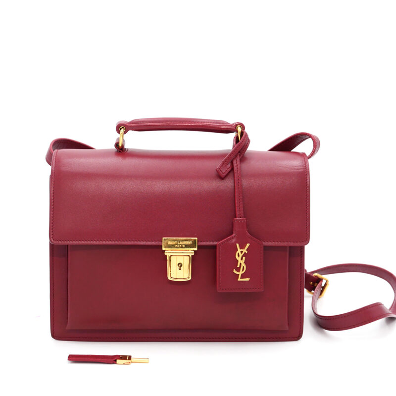 YSL Yvas Saint Laurant 392264 Red Calf Medium High School Shoulder Bag