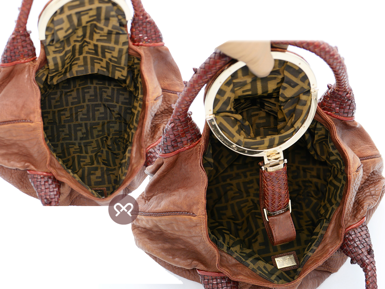 Fendi 8BR511 Brown Nappa Leather Hobo Spy Bag - Image 11