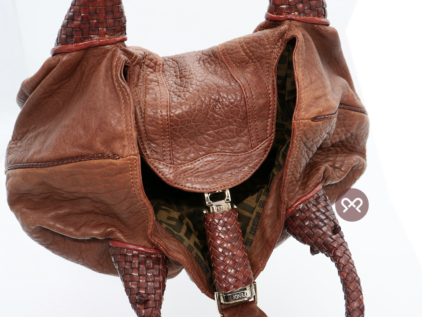 Fendi 8BR511 Brown Nappa Leather Hobo Spy Bag - Image 6
