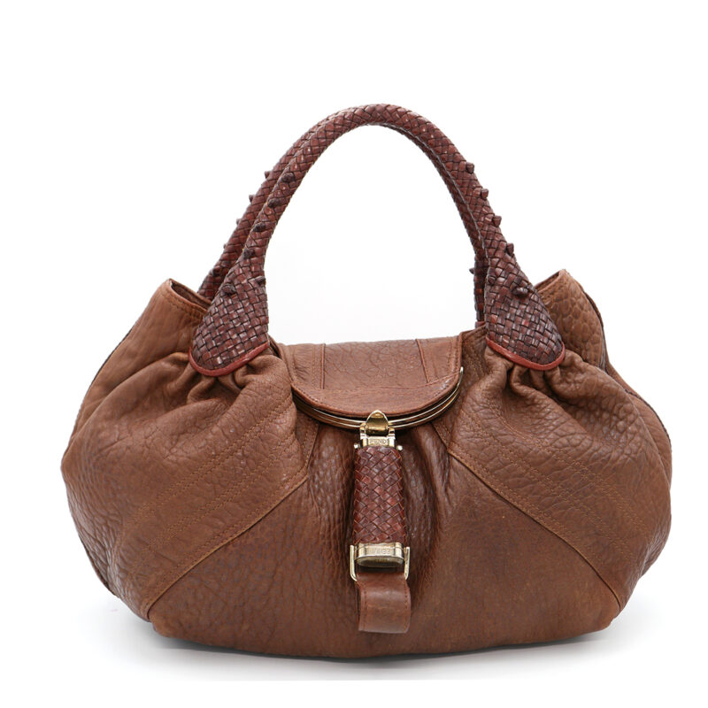Fendi 8BR511 Brown Nappa Leather Hobo Spy Bag