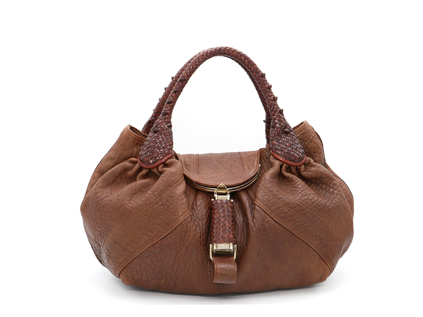 Fendi 8BR511 Brown Nappa Leather Hobo Spy Bag