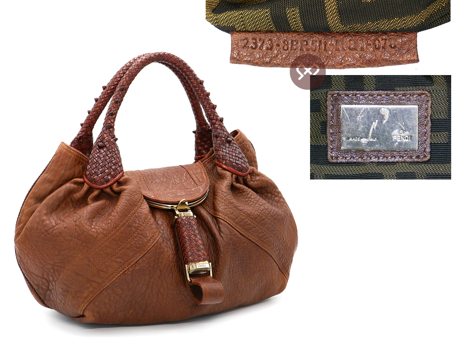 Fendi 8BR511 Brown Nappa Leather Hobo Spy Bag - Image 2