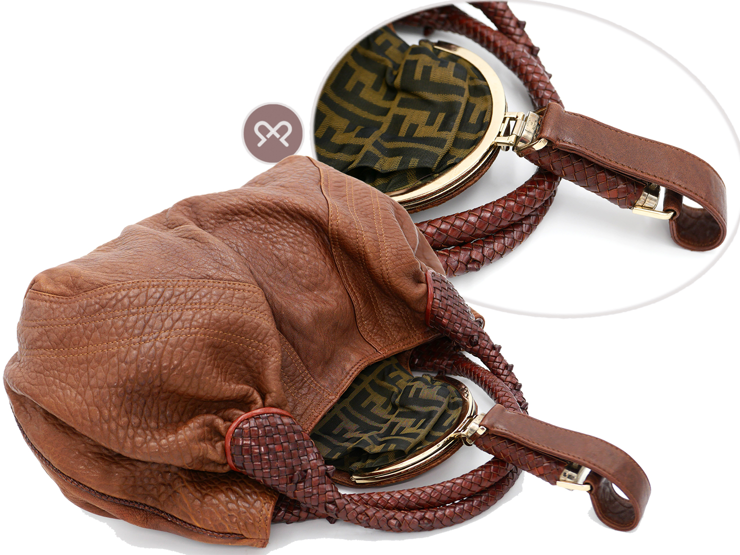 Fendi 8BR511 Brown Nappa Leather Hobo Spy Bag - Image 5