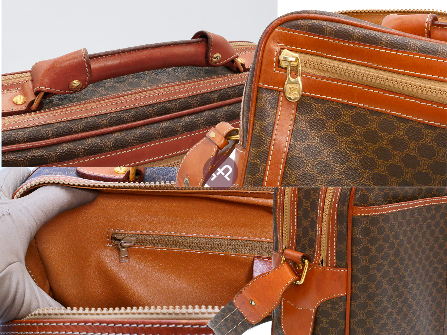 Celine M09 Classic Logo Print Brown Mcadam Business Briefcase/ Luggage 2-way Bag - Image 7