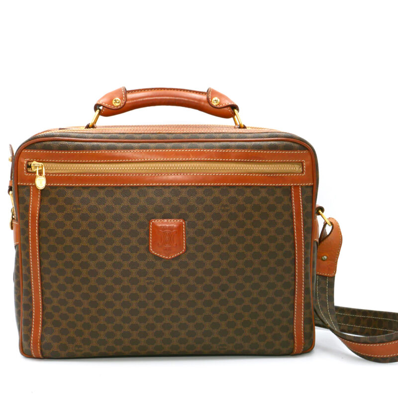 Celine M09 Classic Logo Print Brown Mcadam Business Briefcase/ Luggage 2-way Bag