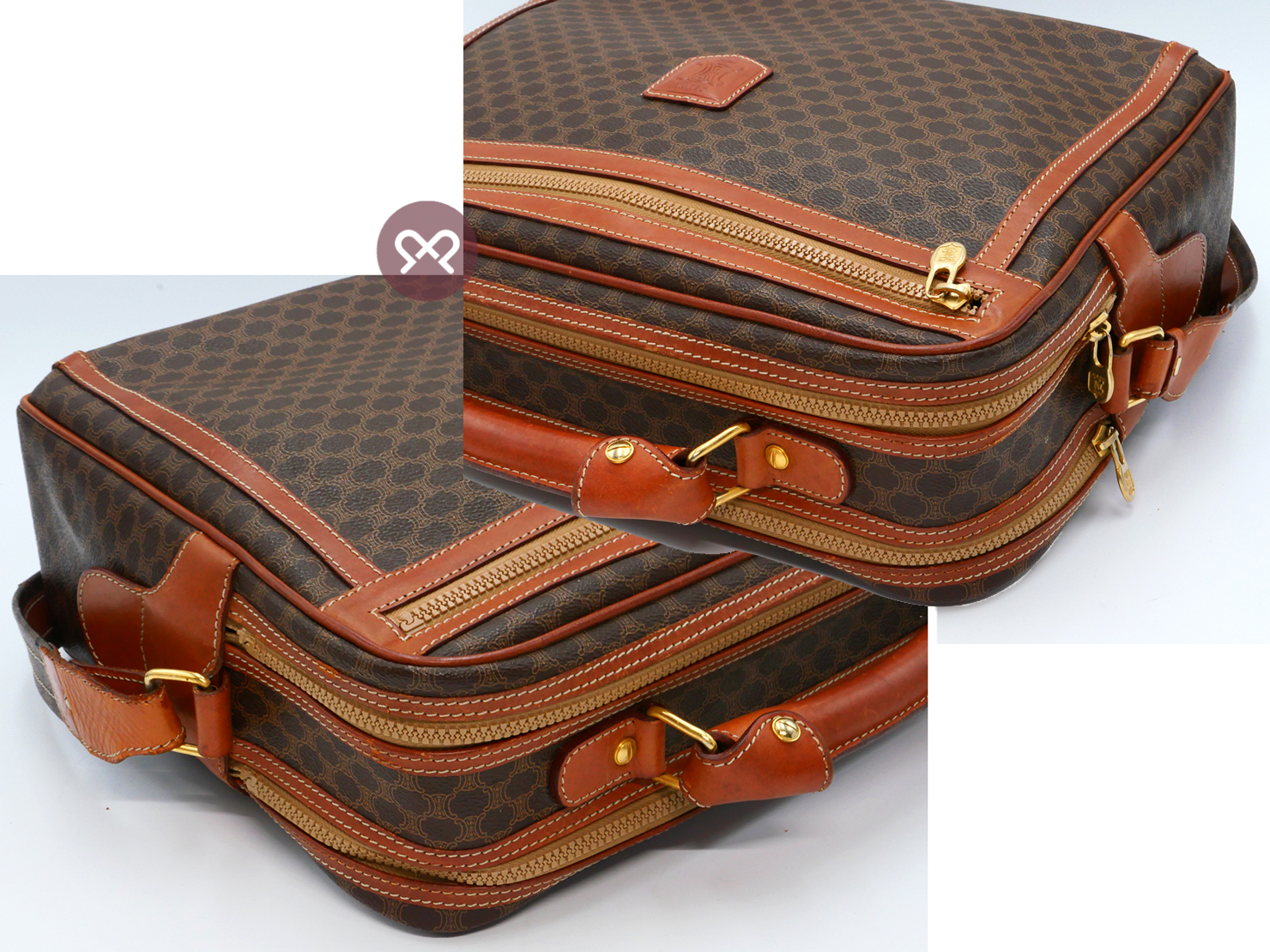 Celine M09 Classic Logo Print Brown Mcadam Business Briefcase/ Luggage 2-way Bag - Image 5