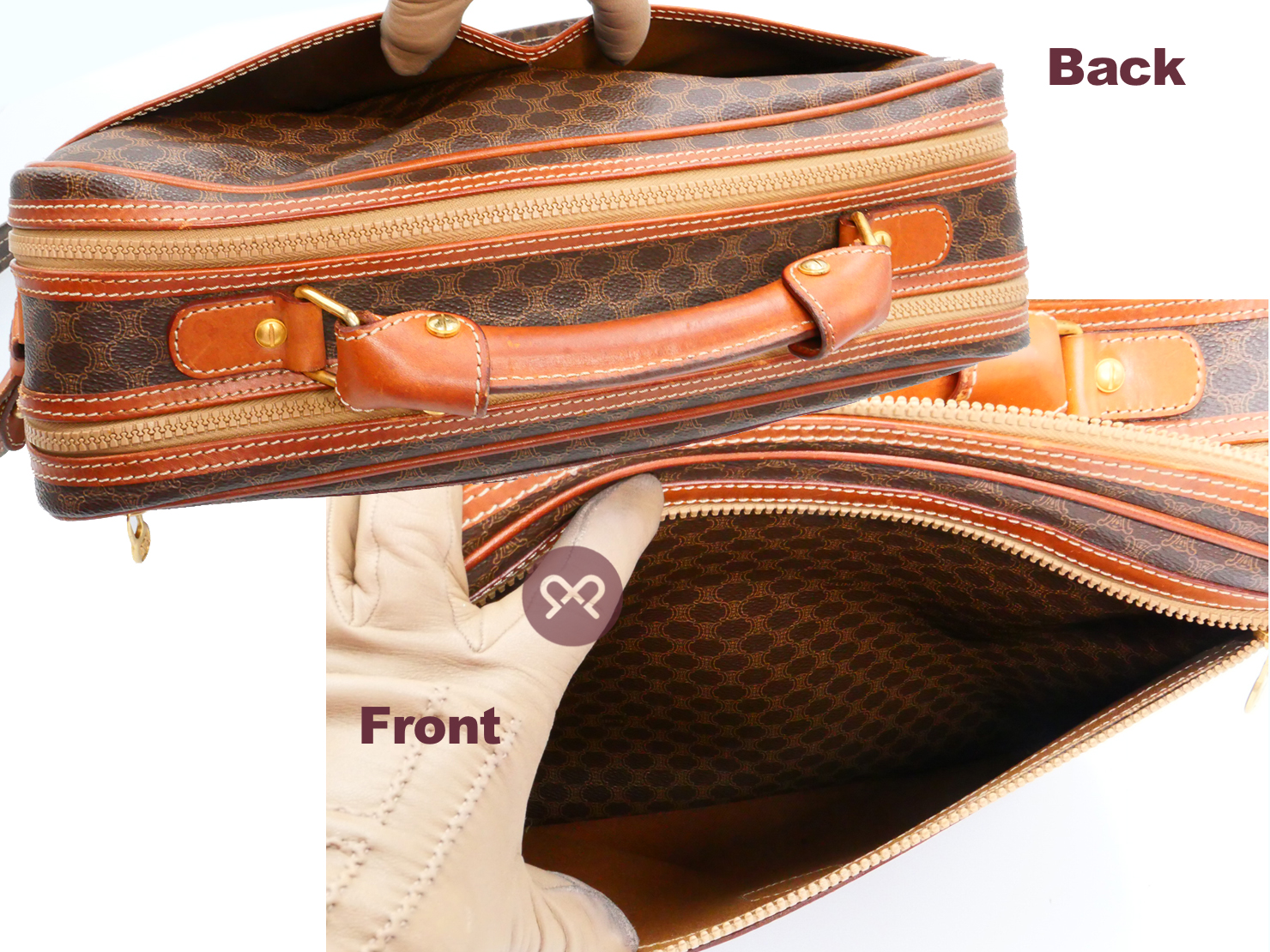 Celine M09 Classic Logo Print Brown Mcadam Business Briefcase/ Luggage 2-way Bag - Image 8