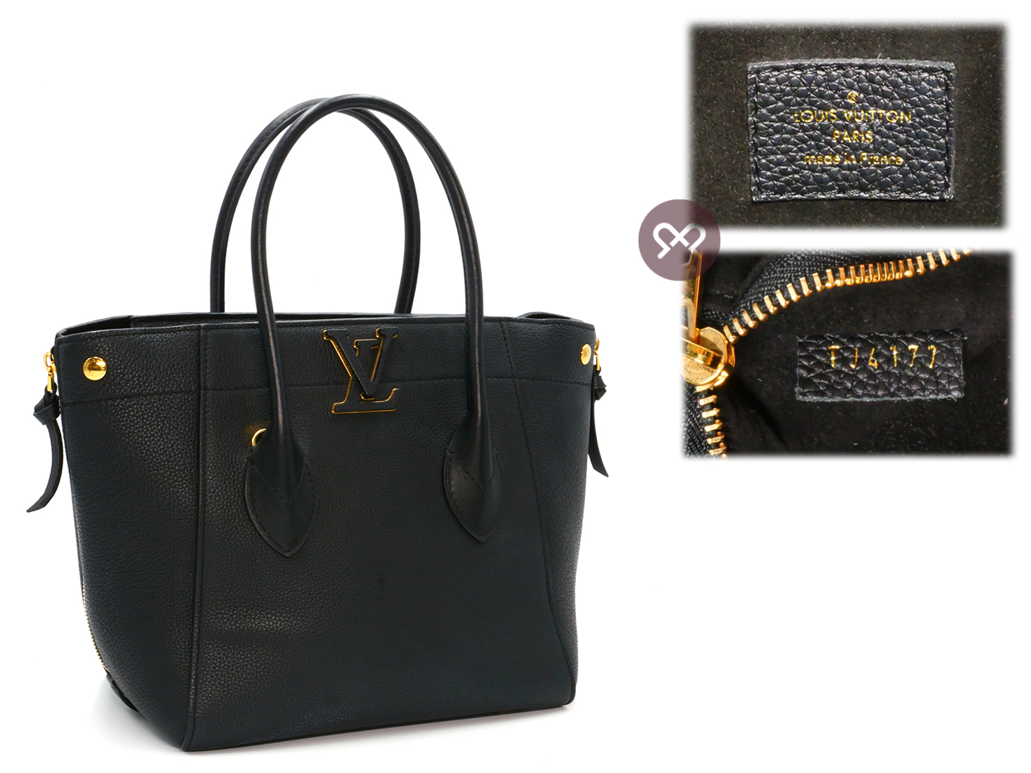 Louis Vuitton M54843 Black Calfskin Leather Freedom Handbag (TJ4177) - Image 2