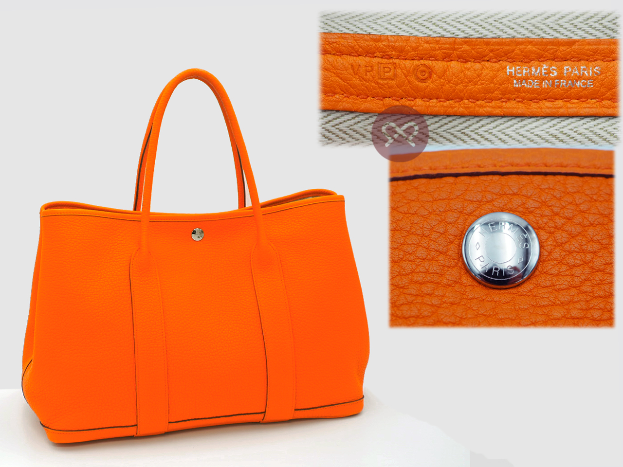 Hermes Garden Party 36cm Orange Color Togo P Stamp Document/ Shopping Tote Bag - Image 2