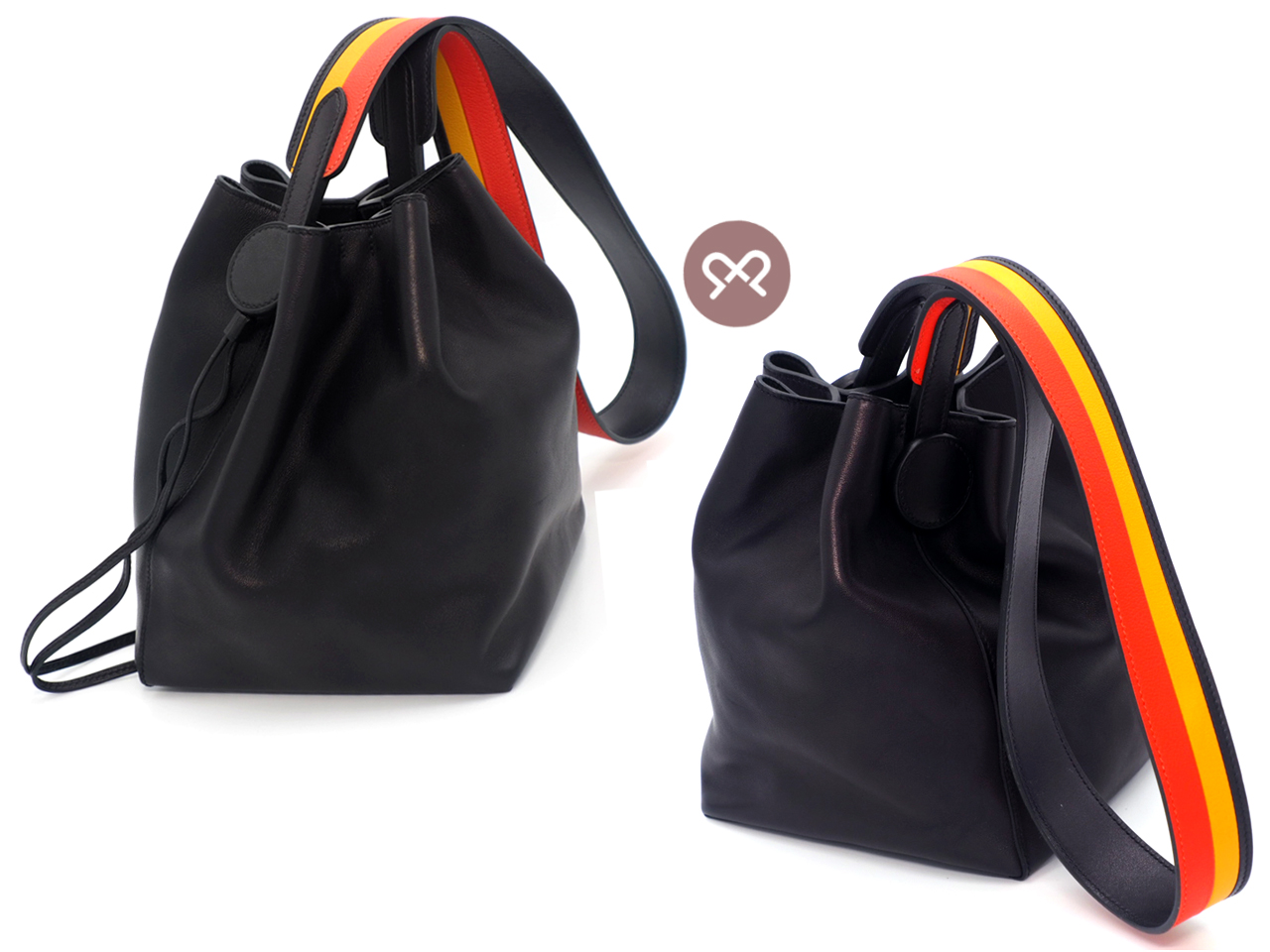 Hermes Black Swift Leather Licol 17 C Stamp Multicolour Strap Crossbody/ Shoulder Bag - Image 3