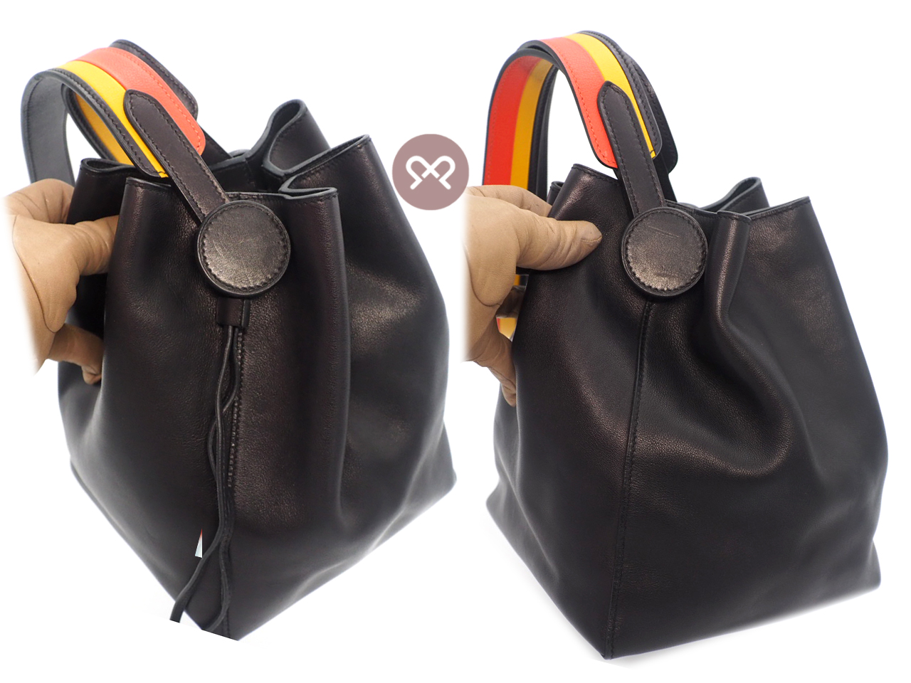Hermes Black Swift Leather Licol 17 C Stamp Multicolour Strap Crossbody/ Shoulder Bag - Image 5