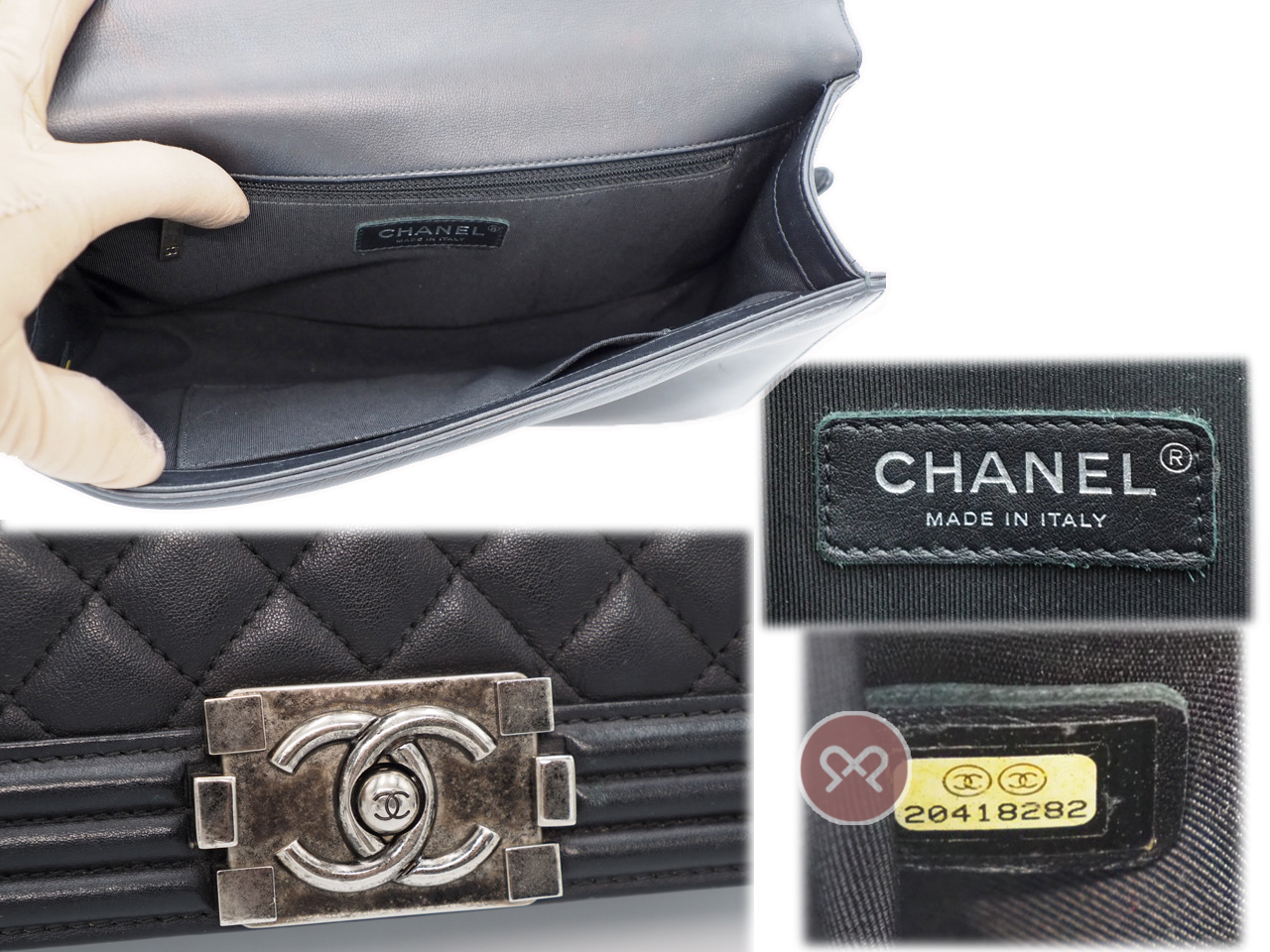 Chanel 20418282 Black Lambskin New Medium/ Large Boy 28cm A92193Y Antique Ruthenium Hardware - Image 7