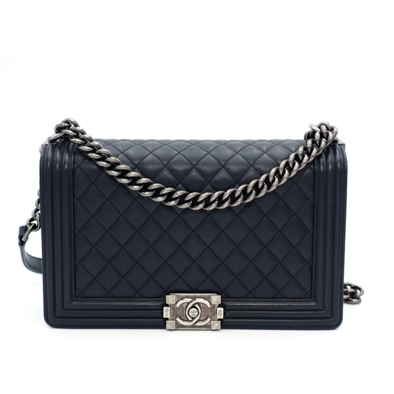 Chanel 20418282 Black Lambskin New Medium/ Large Boy 28cm A92193Y Antique Ruthenium Hardware
