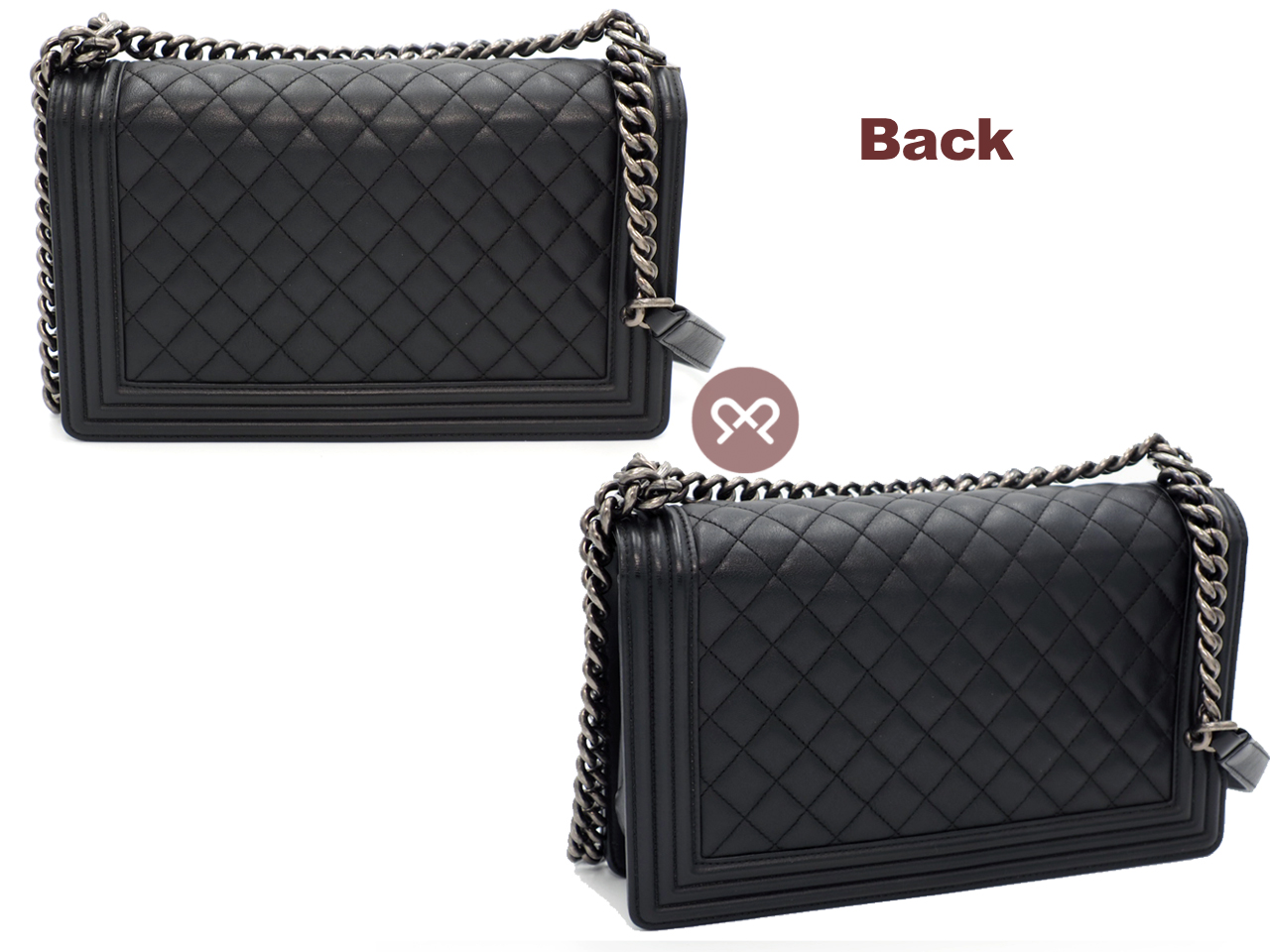 Chanel 20418282 Black Lambskin New Medium/ Large Boy 28cm A92193Y Antique Ruthenium Hardware - Image 3