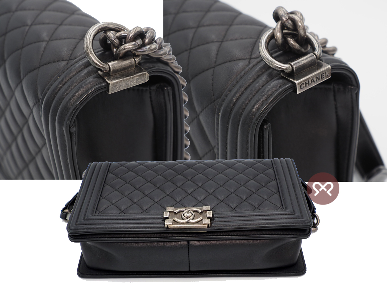 Chanel 20418282 Black Lambskin New Medium/ Large Boy 28cm A92193Y Antique Ruthenium Hardware - Image 5