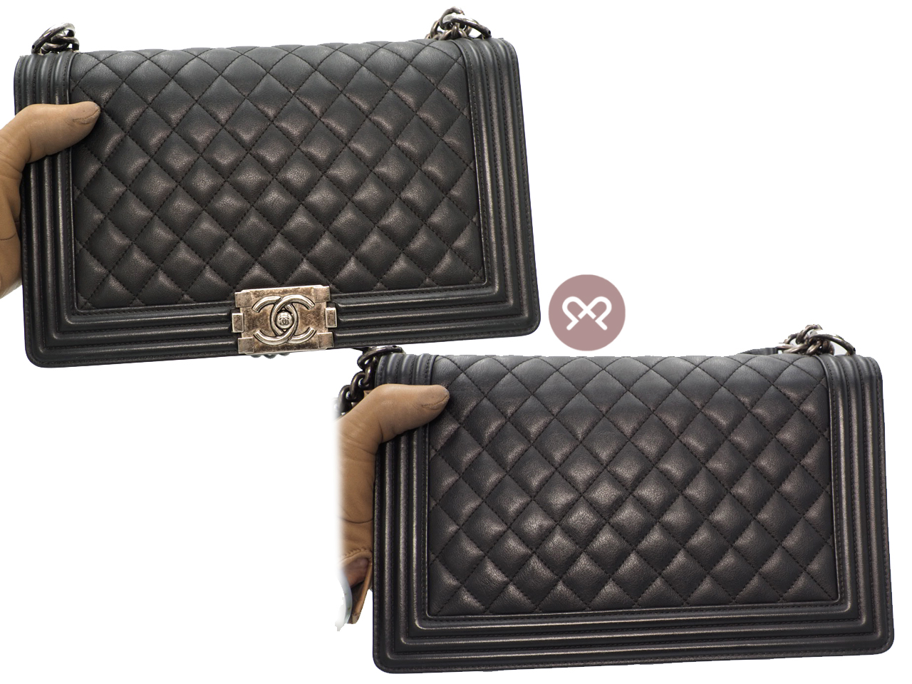 Chanel 20418282 Black Lambskin New Medium/ Large Boy 28cm A92193Y Antique Ruthenium Hardware - Image 4