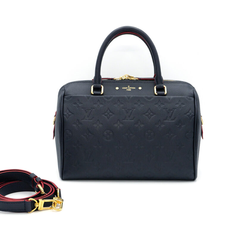 Louis Vuitton M20754 Speedy Bandoulière 25 in Monogram Empreinte Infini (Dark Blue/ Red)- DU1128