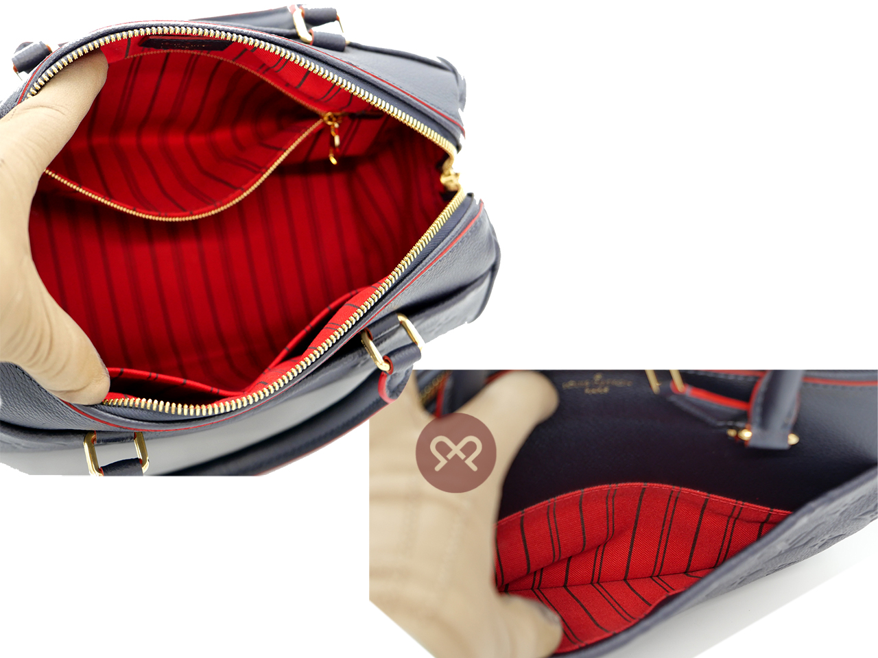 Louis Vuitton M20754 Speedy Bandoulière 25 in Monogram Empreinte Infini (Dark Blue/ Red)- DU1128 - Image 8