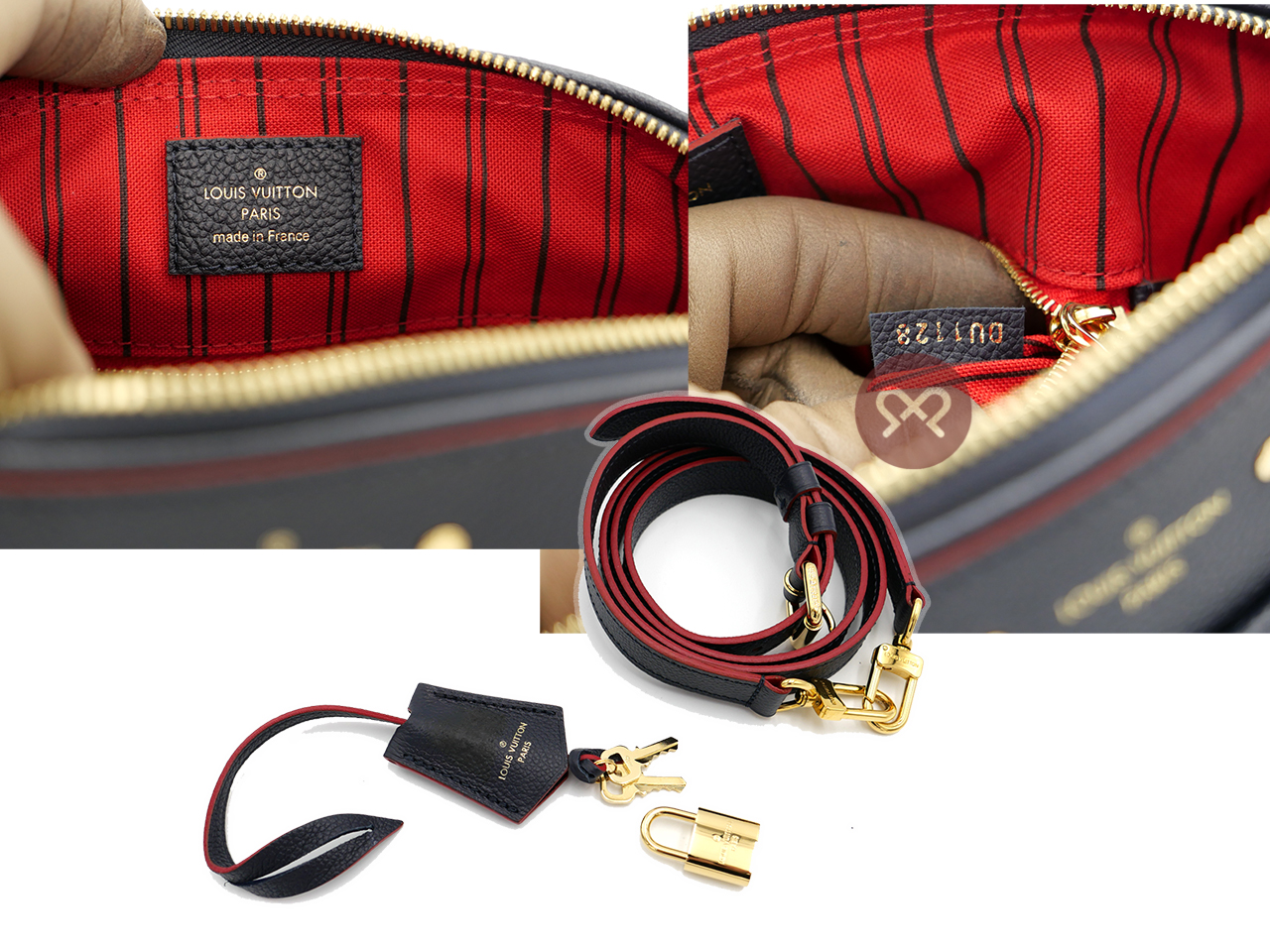 Louis Vuitton M20754 Speedy Bandoulière 25 in Monogram Empreinte Infini (Dark Blue/ Red)- DU1128 - Image 3
