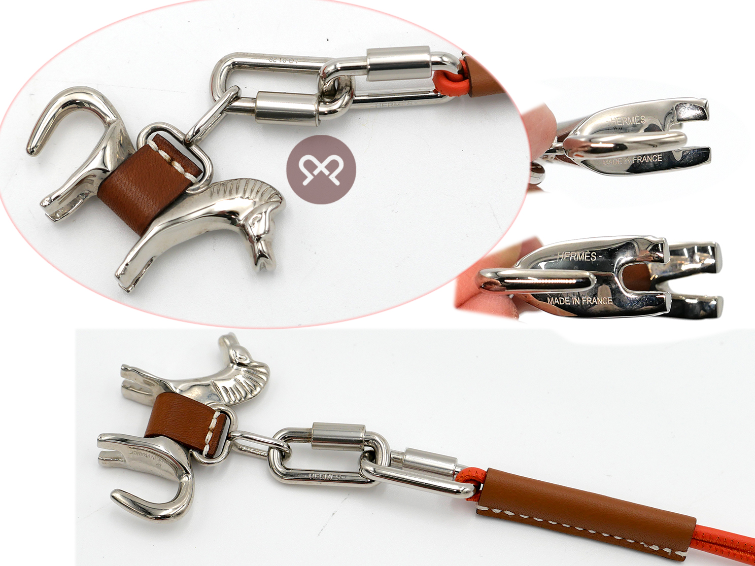 Hermes Orange Curiosite Horse Set Pendent Necklace - Image 4