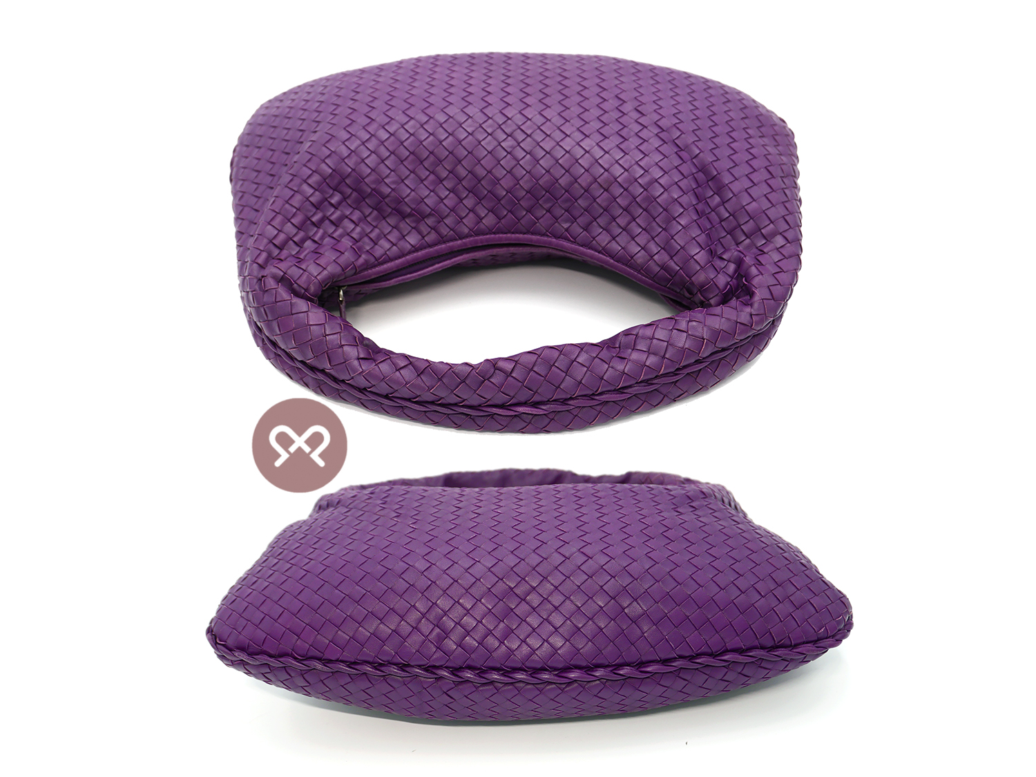 Bottega Veneta 115654 Purple Intrecciato Leather Hobo Large One Shoulder Bag - Image 4