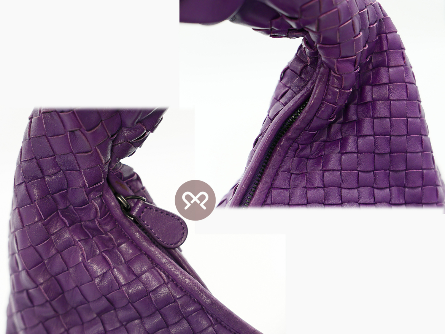 Bottega Veneta 115654 Purple Intrecciato Leather Hobo Large One Shoulder Bag - Image 5