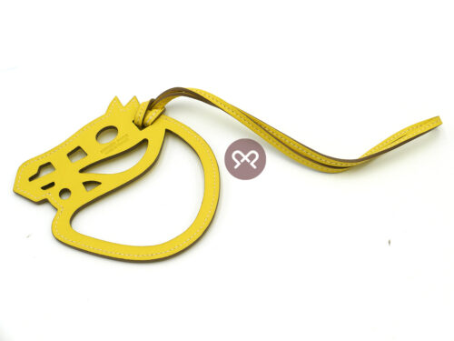 Hermes Yellow Lime Leather Cheva Paddock Samarcande Horse Head Bag Charm Accessories