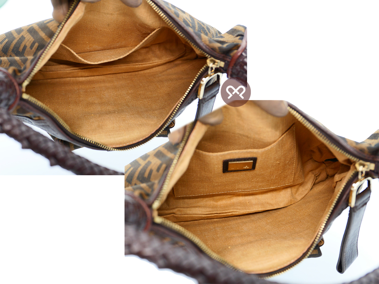 Fendi 8BR036 Zucca FF Monogram Canvas Media Tube Hobo Bag - Image 11