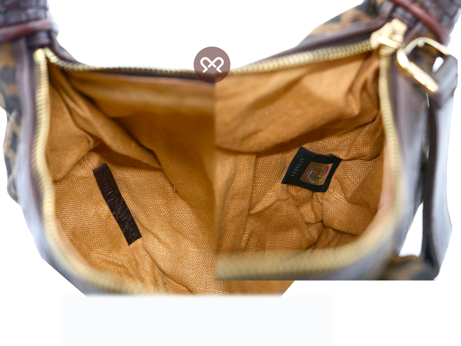 Fendi 8BR036 Zucca FF Monogram Canvas Media Tube Hobo Bag - Image 10