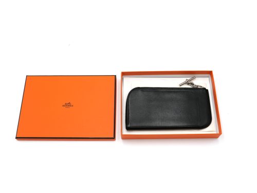 Hermes Black Calf "Strap" GM Phone Case/ Clutch/ Pouch