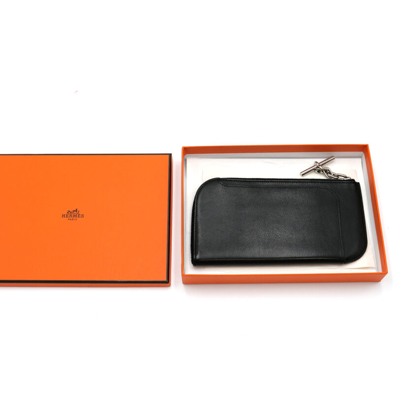 Hermes Black Calf "Strap" GM Phone Case/ Clutch/ Pouch